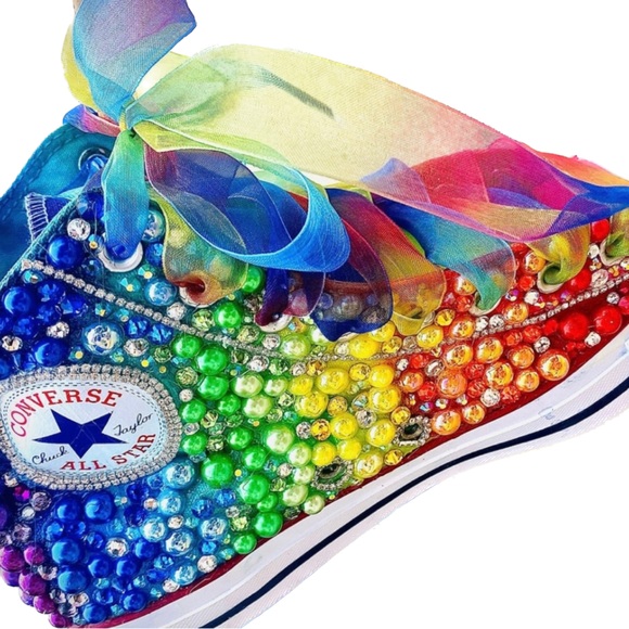 💥NWOT CONVERSE LOW TOP BLING CHUCK TAYLORS ORIGINALLY 250.00💥 - Picture 5 of 6